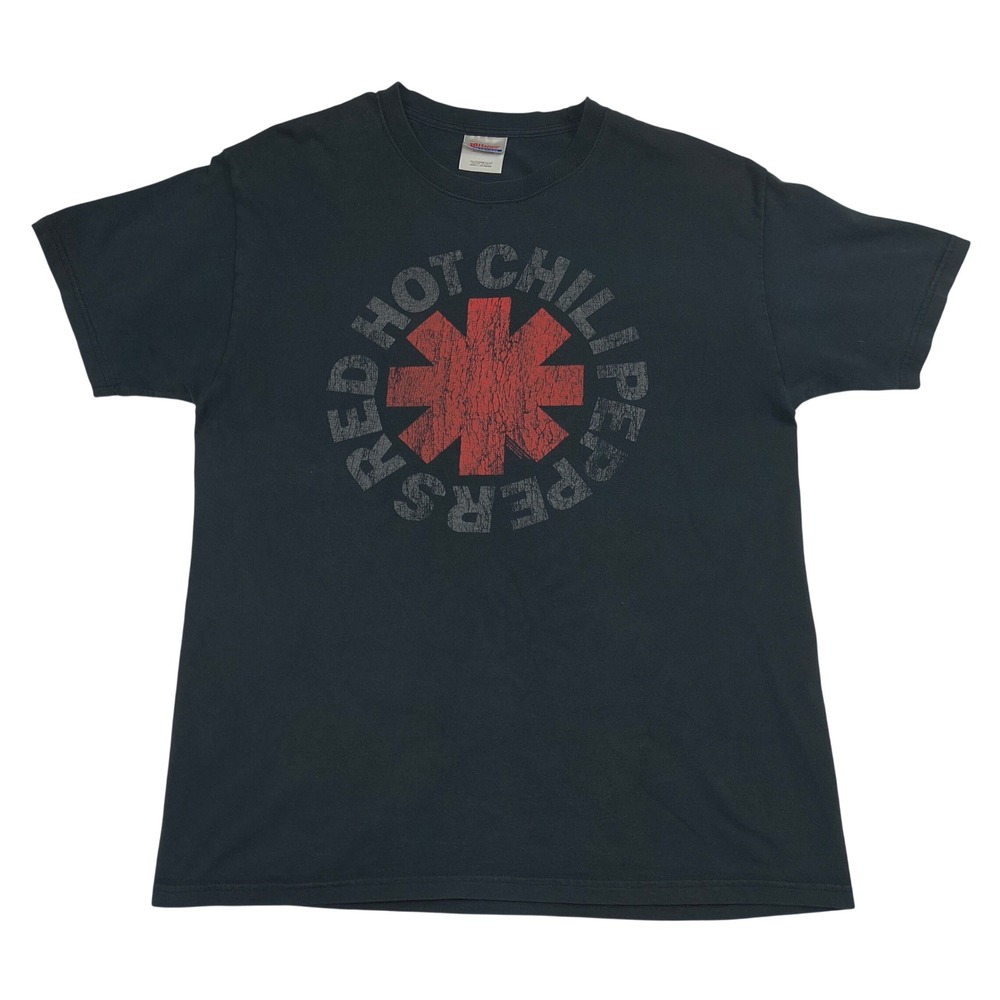 Red Hot Chili Peppers VTG Men L Black Hanes Heavyweight Logo Graphic Tee T-Shirt